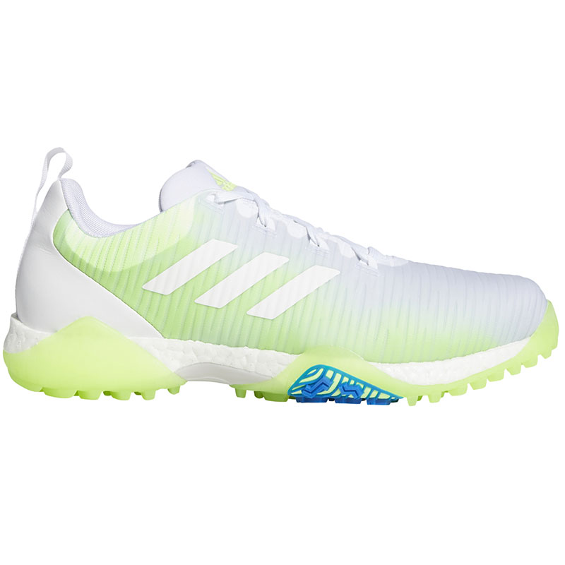 2020 Adidas Codechaos Golf Shoes - White/Signal Green/Glory Blue