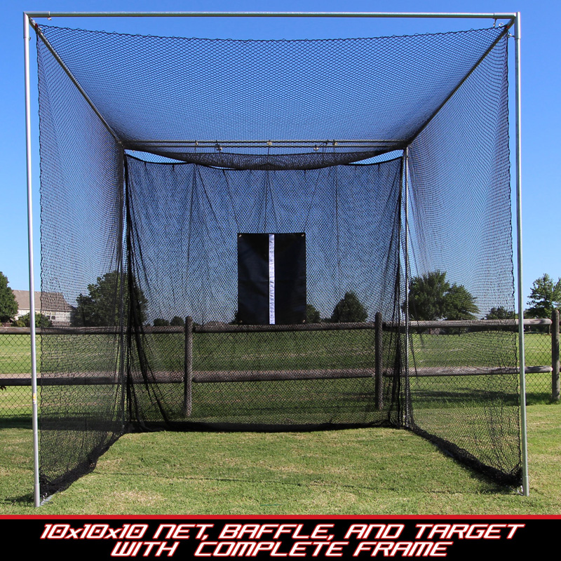 TrueShot Golf 10x10 Ultimate Golf Hitting Cage Net with Complete Frame