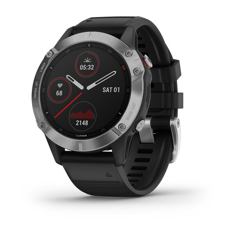 Garmin Fenix 6 Multisport GPS Watch - Silver with Black Band