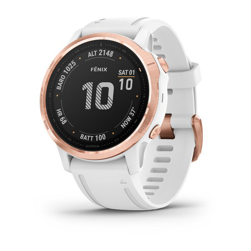 Garmin Fenix 6S Pro Multisport GPS Watch - Rose Gold with White Band