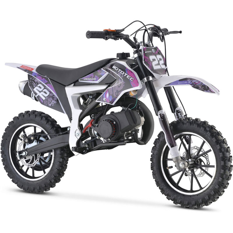 MotoTec 50cc Demon Kids Gas Dirt Bike - Purple