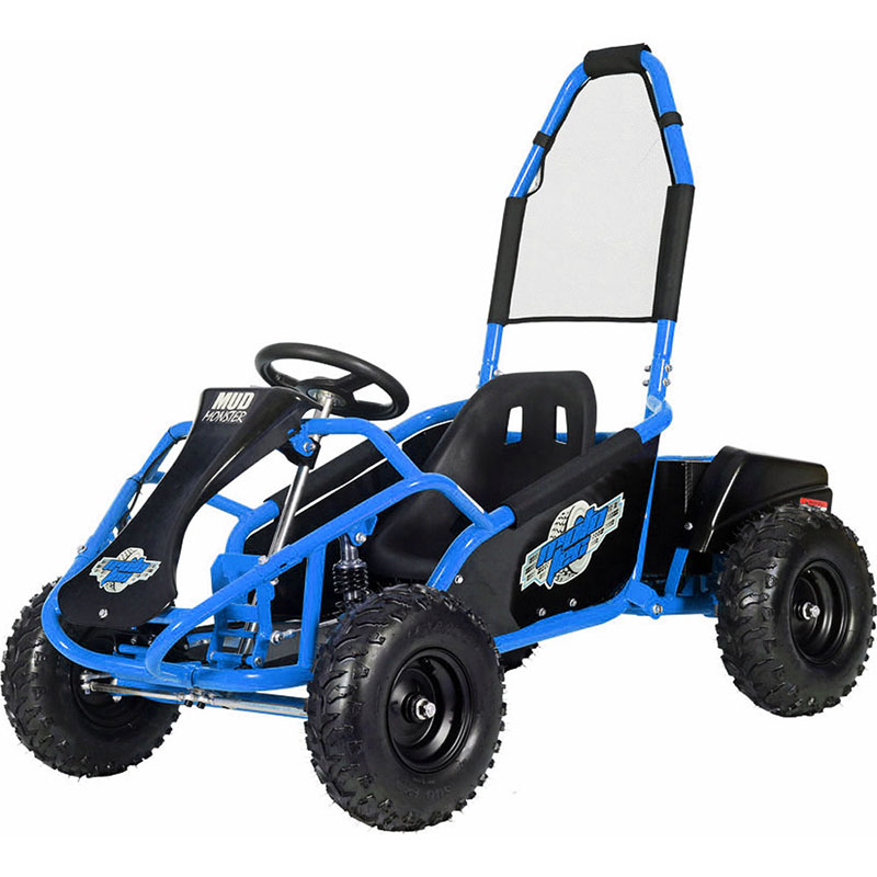 MotoTec Mud Monster Kids Electric 48v 1000w Go Kart Full Suspension - Blue