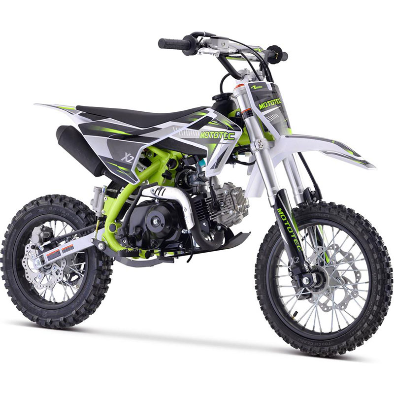 MotoTec X2 110cc 4-Stroke Gas Dirt Bike - Green