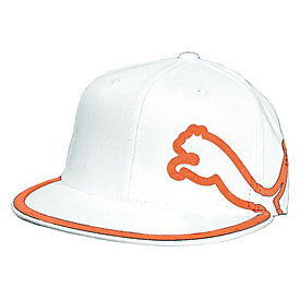 Puma Golf 210 Monoline Flat Brim Cap - White/Vibrant Orange