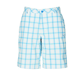Puma Golf Check Bermuda Shorts - Mens White/Blue Astor