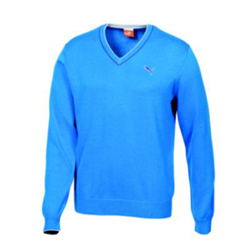 Puma Golf Solid V Neck Sweater - Blue - Mens