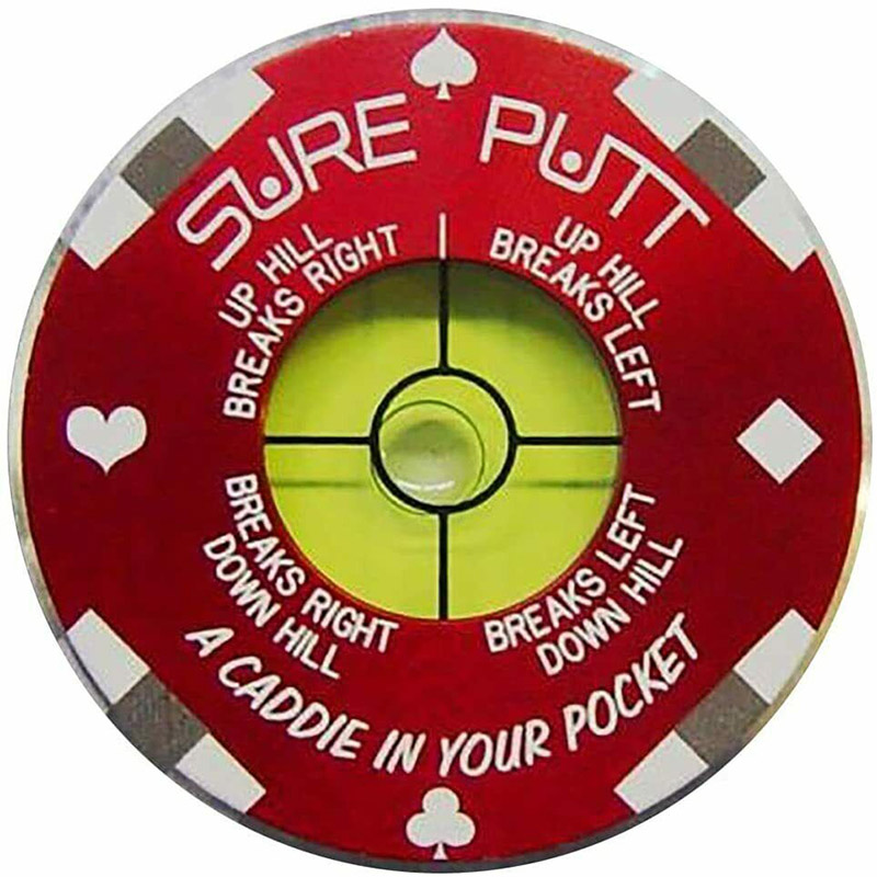 Sure Putt Pro Golf Green Reader & Golf Putting Aid - Red Poker Chip