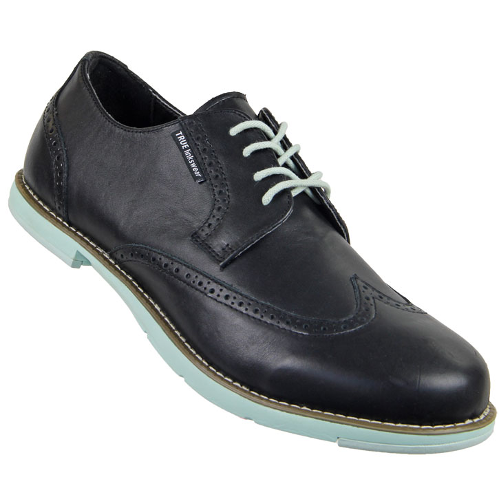 True Linkswear True Gent WingTip Golf Shoes Black/Mint 9