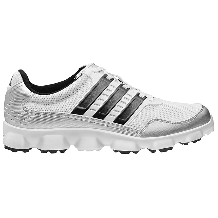 Product Display Adidas Crossflex Sport Golf Shoes - White/Black/Silver at InTheHoleGolf.com