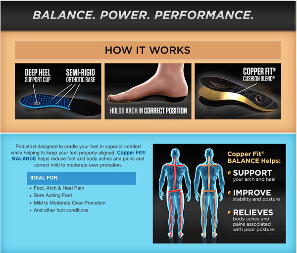 Copper Fit Insoles Size Chart