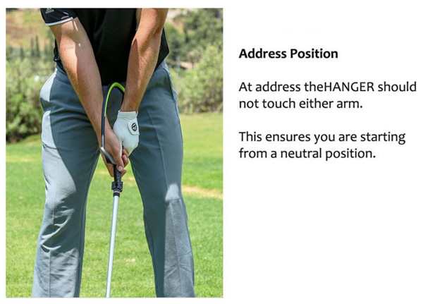 The Hanger Golf Training Aid Address Position