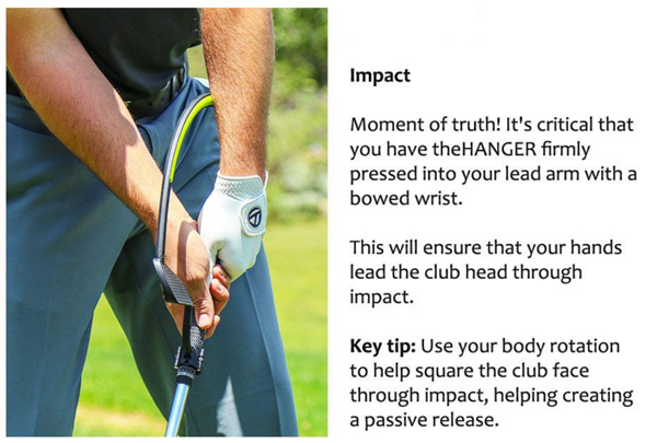 The Hanger Golf Training Aid Impact Position