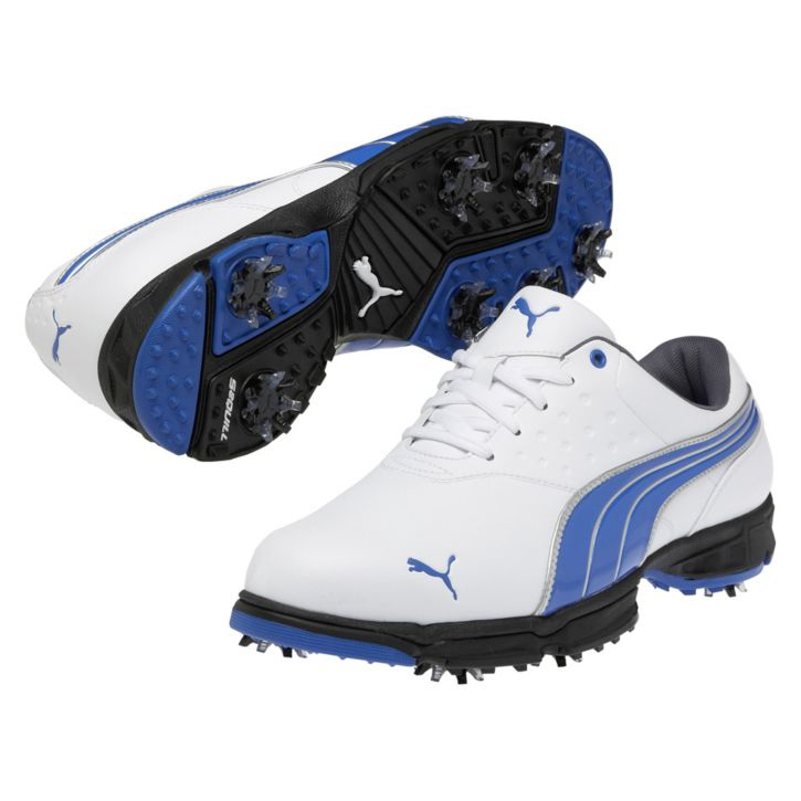 Puma Amp Sport Golf Shoes - Mens Wide White/Blue at InTheHoleGolf.com
