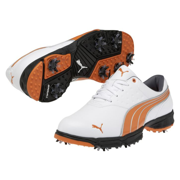 Puma Amp Sport Golf Shoes - Mens White/Orange at InTheHoleGolf.com