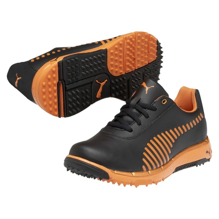 black and orange golf shoes